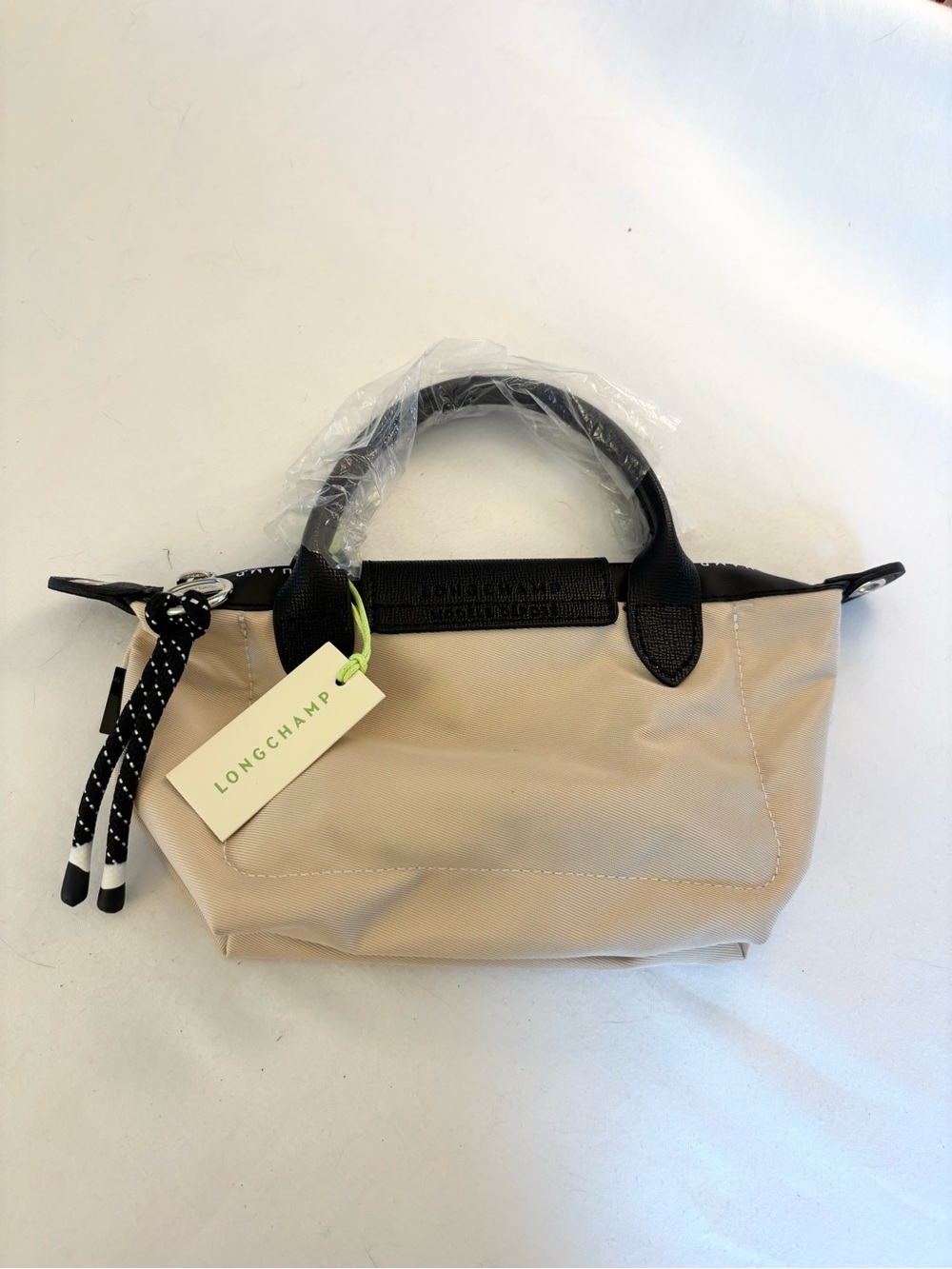 Longchamp Le Pliage mini Handbag in Beige with Black Trim - Picture 4 of 8